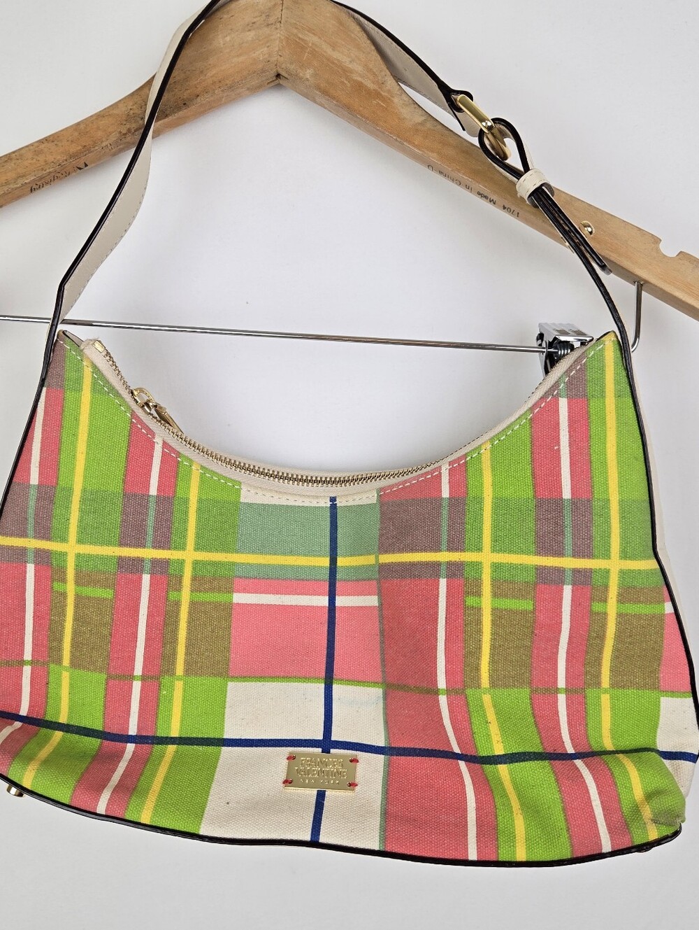 FRANCES‎ VALENTINE PLAID Shoulder Bag PINK GREEN. Multicolor